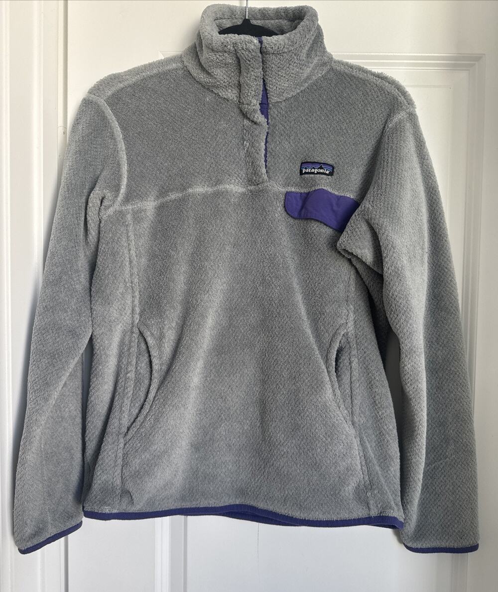 Patagonia Pullover Snap-T 1/4 Button Gray Purple Womenβs Medium With Pockets